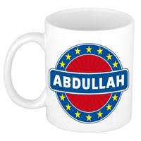 Abdullah voornaam koffiemok - beker - wit/blauw - 300 ml - Cadeau - Heren - Collega - Vaderdag