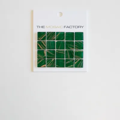 The Mosaic Factory Amsterdam Mozaiek Tegel Vierkant - Midden Groen Glas Goud Serie 322x322 mm