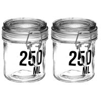 2x stuks inmaakpotten/voorraadpotten 0,25L glas met beugelsluiting - Voorraadpot