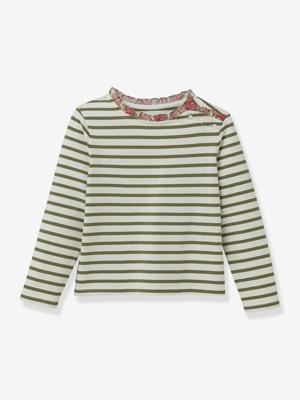 T-shirt matroos voor meisjes Liberty stof biologisch katoen CYRILLUS roze, bedrukt