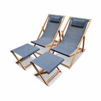 sweeek - 2x houten strandstoelen met voetenbank