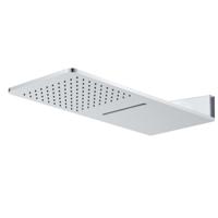 Wiesbaden Vierkante Wandhoofddouche met Watervaluitloop - Chroom - 60x2.5cm