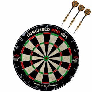 Dartbord set compleet van 45.5 cm met 3x Club Brass dartpijlen van 24 gram