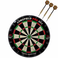 Dartbord set compleet van 45.5 cm met 3x Club Brass dartpijlen van 24 gram - thumbnail