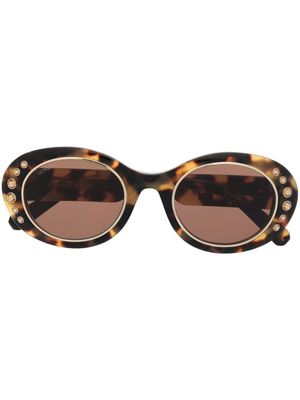 Swarovski Eyewear lunettes de soleil à ornements en cristal - Marron