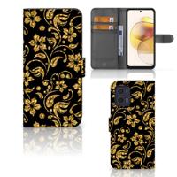 Motorola Moto G73 Hoesje Gouden Bloemen