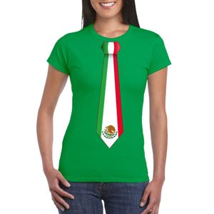 Groen t-shirt met Mexico vlag stropdas dames