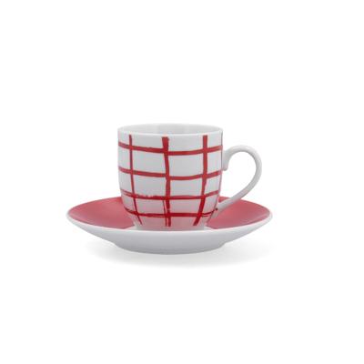 Kopje met schoteltje Quid Kansas Rood Keramisch 90 ml (6 Stuks)