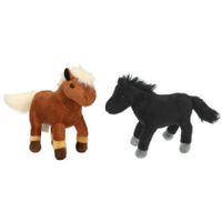 Set van 2x stuks pluche dieren paarden knuffels 25 cm