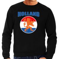 Zwarte sweater / trui Holland / Nederland supporter Holland met oranje leeuw EK/ WK voor heren