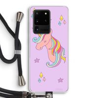 Roze eenhoorn: Samsung Galaxy S20 Ultra Transparant Hoesje met koord