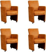 Set van 4 Cognac leren moderne eetkamerfauteuils Elegant - Kenia Leer Cognac (cognac leer)