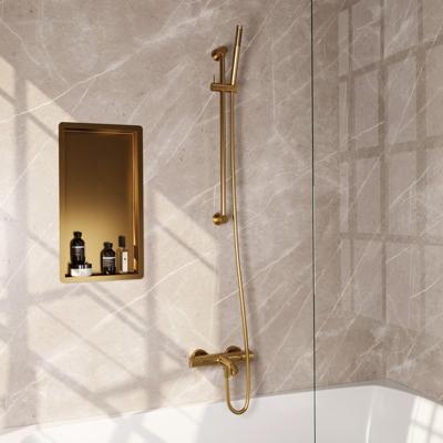 BRAUER Stripe Baddouche Thermostaatkraan - SET 01 - opbouw - glijstang - staaf handdouche - doucheslang - goud geborsteld PVD 5-GG-340