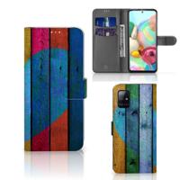 Samsung Galaxy A71 | Book Style Case | Wood Heart - Cadeau voor je Vriend