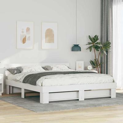 Bedframe met hoofdeinde Wit Massief grenenhout