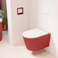 Wandcloset Mondiaz Lavie | Zonder spoelrand | Incl.Toiletzitting-Linen | Keramiek | Fire (rood)