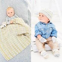 Breipatroon Stylecraft Bambino Prints DK No. 9748 Babydeken, muts en wanten