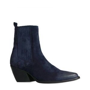 Manfield suède cowboylaarzen donkerblauw