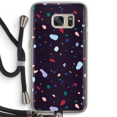 Dark Rounded Terrazzo: Samsung Galaxy S7 Transparant Hoesje met koord