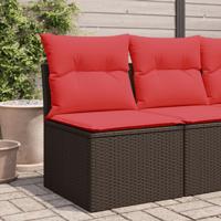Tuinstoel zonder armleuning met kussens poly rattan bruin