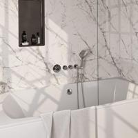 BRAUER Stripe Thermostatische Badkraan - SET 02 - inbouw - badvulcombinatie - 3-standen handdouche - doucheslang - wandaansluitbocht - chroom 5-CE-360