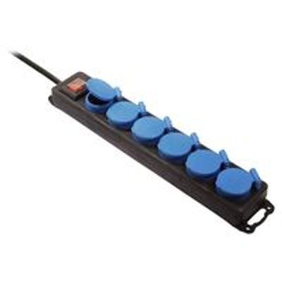 Schwabe Stekkerdoos 6 x randaarde met schakelaarI 1,5m neopreenkabel