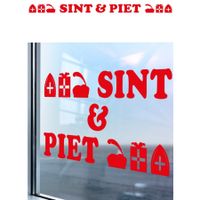 Sint en Piet zelfklevende raamsticker groot rood 180 x 28 cm - thumbnail