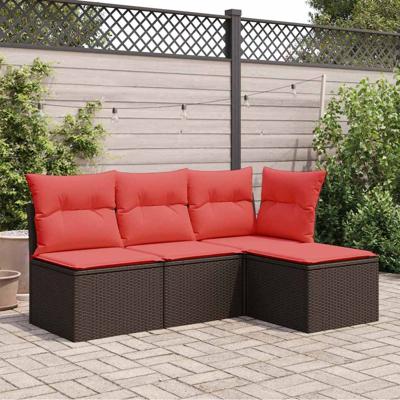 Tuinkruk met kussen 55x55x37 cm poly rattan bruin