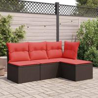 Tuinkruk met kussen 55x55x37 cm poly rattan bruin