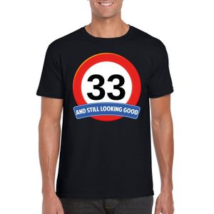 Verkeersbord 33 jaar t-shirt zwart heren