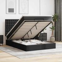 Ottoman bed met matrassen en LED's 160x200cm fluweel lichtgrijs