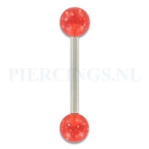 Tongpiercing acryl glitter rood