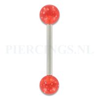 Tongpiercing acryl glitter rood