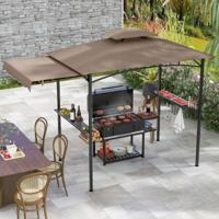 Grillpaviljoen met Zijmarkies Dubbeldak 2 Zijplanken & Haken Tuinpaviljoen BBQ Paviljoen Bruin