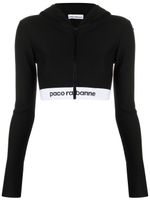 Rabanne hoodie crop à bande logo - Noir