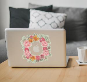 Macbook sticker bloemenkrans