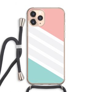 Strepen pastel: iPhone 11 Pro Max Transparant Hoesje met koord