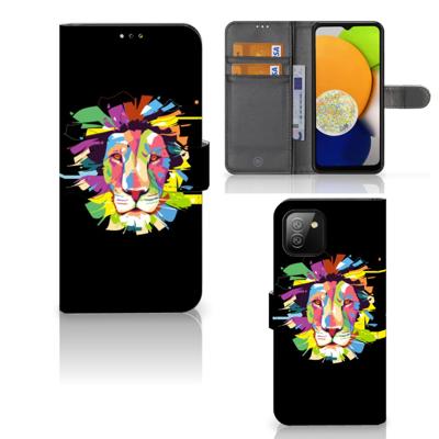 Samsung Galaxy A03 Leuk Hoesje Lion Color | Portemonnee hoesje Samsung Galaxy A03 Leuk Hoesje Lion Color | Portemonnee hoesje