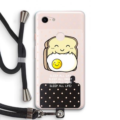 Sleep All Day: Pixel 3 XL Transparant Hoesje met koord