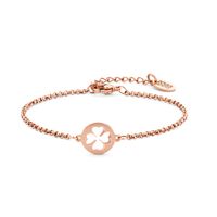 CO88 Collection Inspirational 8CB 90400 Stalen Armband met Hanger - Klaver 10 mm - Lengte 16,5 + 3 cm - Rosékleurig