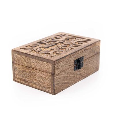 Opbergdoos Duurzaam Hout Floral Handgemaakt (15 cm)