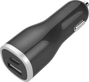 Mobiparts Dual USB-C en USB-A Car Charger / Autolader 2.4A zwart