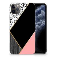 Apple iPhone 11 Pro Max | TPU Hoesje | Zwart Roze Vormen