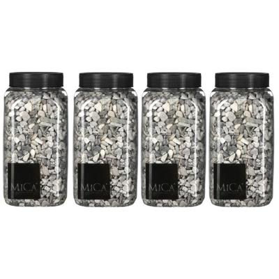 Mica decorations decoratie/hobby steentjes - lichtgrijs - 4x 650 ml - 5-8 mm - stenen