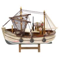 Vissersboot schaalmodel - Hout - 20 cm - Maritieme boten decoraties voor binnen