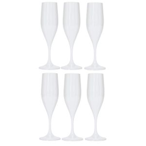Champagneglas - 6x - wit - kunststof - 150 ml - herbruikbaar