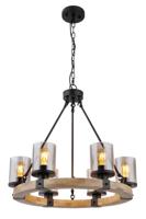 Globo Houten hanglamp Lila 6-lichts rond 15555-6H