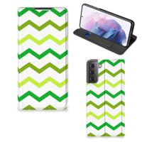Samsung Galaxy S21 Plus | Hoesje met Magneet | Zigzag Groen