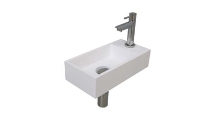 Fonteinset INK Versus 36x18x9 cm Polystone Glans Wit Met Kraangat Rechts Chroom