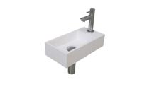 Fonteinset INK Versus 36x18x9 cm Polystone Glans Wit Met Kraangat Rechts Chroom